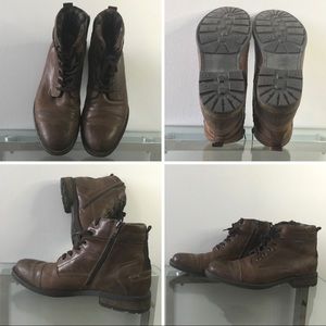 Authentic Alfani Brown Leather Lion Cap Toe Boots